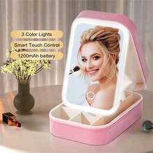A Compact LED Makeup Mirror Box For Women On Christmas, With A Jewelry Storage Makeup Bag, Adjustable Brightness, Three Light Modes, Easy To Carry, Suitable As Travel Accessories For Traveling Around The World, Daily Essential, Makeup Storage, Cheap Women's Products, Makeup Care, Makeup Storage Box, A Fashionable Item For Mini Parties. - Multicolor - View 7