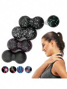 1 个花生按摩球，用于缓解疲劳和紧张 - 双长柄球，用于触发点疗法、深层肌肉放松和指压按摩、筋膜按摩球、高密度轻量级运动、肌肉放松、瑜伽、健身器材、运动器材、普拉提器材、瑜伽配件、家庭健身房配件 - 均碼 - 查看 7