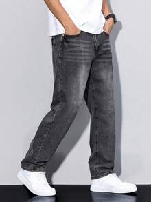 Teens' Casual Simple Fashion Jeans - 深灰色 - 查看 5