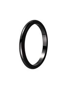 Nooxian 5pcs Stainless Steel Minimalist Black Plain Stackable Rings Set, Edgy & Cool Knuckle Rings For Women - Black - View 3