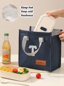 1pc A-Z Letter Large Capacity Hook And Loop Sealed Travel Portable Lunch Bag, Handbag, Outdoor Insulated Lunch Box Bag, Suitable For Work, Office, School, Waterproof, Keeps Food Fresh And Warm, Aluminum Foil Insulation Container, Suitable For Outdoor Dining, Work , Home, Restaurant, Beverages, Candy, Fruit, Pastries, Snacks, Nuts, Lunch Bag - Multicolor - View 7