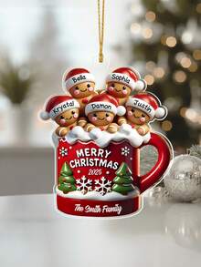 Personalized Custom 2-9 Names Christmas Ornament - Custom Text Pendant, Acrylic Material, Smooth Finish - Great For Christmas Tree Decoration, Family Holiday Gifts, Home Festive Decor - Suitable For Adults, Kids, Newlyweds, Gift Recipients - Gingerbread Theme, Christmas Keepsake, Holiday Accessory,Personalized Christmas Ornament,Custom Christmas Tree Decor,Christmas Gift ,Personalized Gifts