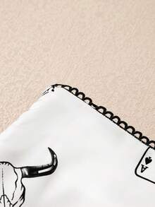 Acelitt 女士米色西部风格野马印花缎面紧身半身裙，四季皆宜，白色春季款 - 白色 - 查看 7