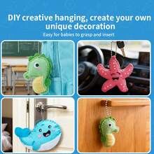 6-Piece Kids Sewing Kit, DIY Animal Ornaments Craft Set With Safety Plastic Needles, Creative Christmas Birthday Halloween Gift For Girls & Boys Ages 3-8 - One Set (6 Marine Life Patterns) - View 7