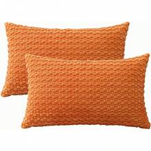 1pc/2pcs Set Semi-Circle Geometric Pattern Pillow Case, Canvas Circle Velvet Embroidery Crafted Square Cushion Cover, For Daily Use In Bedroom, Living Room, Sofa, Yard, Garden Decor, Without Core 30*50cm 45*45cm - Orange - View 14