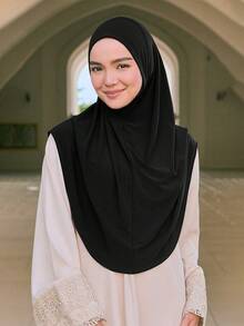 1 件女士纯色即时头巾，祈祷休闲头巾，实用头巾，即时长款 Khimar 头巾，适合全年日常使用头带 Abaya 配饰休闲帽女士面纱