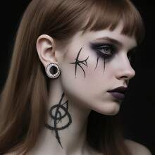 2pcs New Saddle Fit Sparkling Luxurious Round Ear Gauges Tunnels Expander Stretcher Piercing Body Jewelry Women Man Fashion Gift - Round - View 5