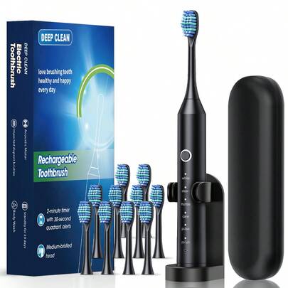 Smart Fully Automatic Electric Toothbrush For Adults, Soft Bristles, 6 Vibration Frequencies, Cleaning Modes, USB Rechargeable, Deep Clean Teeth And Gums