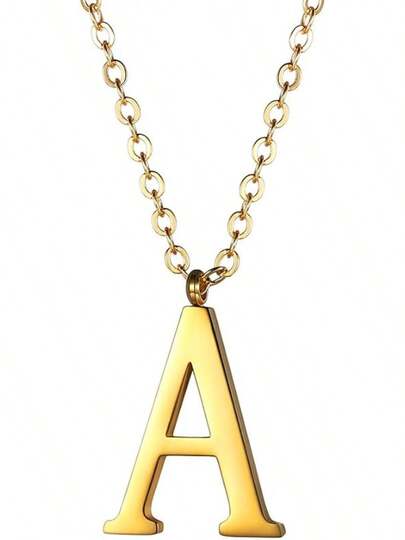 PROSTEEL Initial Women, Gold Plated/Black 316 Stainless Steel A-Z Letter Necklace, Name Jewelry, 20-22 Adjustable, Come With Box