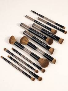 MAANGE 12pcs Professional Dual-Ended Makeup Brush Set, Including Angled Foundation Brush, Contour Brush, Blush Brush, Powder Brush, Eyeshadow Brush, Eyeliner Brush, Eyebrow Brush, Concealer Brush, Highlighter Brush And Blending Brush, Soft Bristles, Portable Travel Set, Gift For Women And Girls