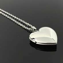 Collar Relicario para Fotos de Acero Inoxidable Corazón, Joyería para Regalo - Plateado - Ver 7