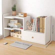 Desktop Shelf Storage Rack Multipurpose Bookshelf Desktop Organizer Home Interior Rack Supplies Extendable Wooden Tabletop Bookshelf Bookcase Office Desk Shelves For Books Cosmetic White