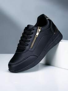 Women's Black & Gold Era Platform Wedge Shoes - Black - View 2