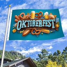 1pc Oktoberfest 3x5ft Flag - Vibrant Munich Beer Festival Design With Oktoberfest Symbols, Durable Polyester, Double-Sided Outdoor Hanging Decoration, No Electricity Needed, Beer Accessories - 3X5ft/90x150cm - Xem 3