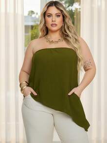 Strapless Plus Size Blouse Summer Fashion Women's Party - 綠色 - 查看 4