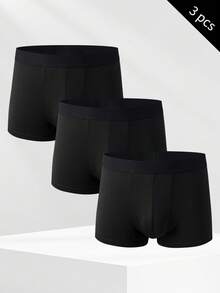 3pcs/Pack Men's Solid Color Thickened Everyday Briefs - Black - View 10