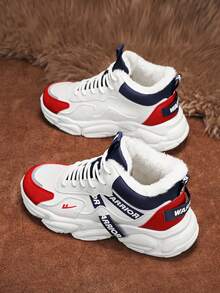 1 Pair WARRIOR Men's Thick Sole Snow Sports Shoes, Lace-Up Soft Bottom Casual Shoes, Low-Top Outdoor Flat Shoes, Suitable For Spring/Autumn Commuting, Hiking, Student Graduation Photos, Round Toe Low Heel Soft Bottom Men Sports Skateboard Shoes