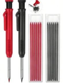 1PC Woodworking Mechanical Pencil, Replaceable Lead, Multiple Colors, Single Color Metal Pencil For Woodworking, 45mm Long, With Pencil Sharpener And Marking Tool, Suitable For Construction And Woodworking, Long Nose Deep Hole Mechanical Marking Pen, Suitable For Woodworking, Drawing, And Construction Tools, Built-In Sharpener, Metal Long Head Deep Hole Woodworking Pencil, Professional Engineering Woodworking Pen, Quick Drying Hook Marking Pen