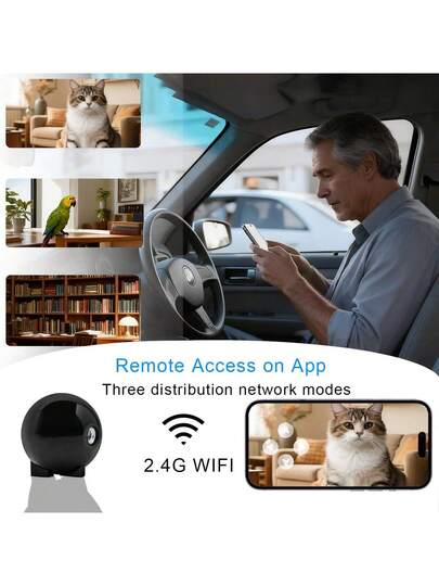 1pc 4MP HD Surveillance Camera, CCTV Mini 2.4G WiFi Security Night Vision, Two Way Audio, Cctv Camera Wifi Connect To Cellphone,Supports Motion Detection Mobile App Control, Monitoring Pets/Indoor Outdoor/Home/Recording Camera. view 6