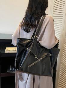 时尚、多功能、优雅的全新设计简约潮流单肩腋下托特包，休闲通勤商务高端托特包 - 彩色 - 查看 9