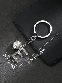 1pc Fashionable European And American Unisex Stylish High-Grade Letter Shape Hollow Out Rhinestone Decor Metal Keychain Bag Charm Car Accessories School Cute Goth Y2k - Silver - View 53