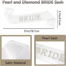 4PCS Bride To Be Sash And Veil Pearl Bride Sunglasses Ring Balloons Bridal Shower Accessories For Bachelorette - Pearl - View 5