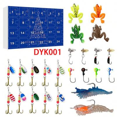 Angel-Adventskalender 2025, 24 Tage Countdown bis Weihnachten, Weihnachts-Angelausrüstungsset, Geschenk für Papa, Fischer, Teenager, Jungen