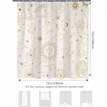 Celestial Shower Curtain, Modern Sun Moon Stars Mysterious Constellation Bath Curtains For Bathroom, Boho Astrology Crescent Beige Decor Waterproof Fabric Shower Curtain Sets 12 Hooks 72X72 IN{Inchcolor_nameinch:InchBeigeinch,Inchsize_nameinch:Inch72\InchWx72\InchL(Packof1)Inch} - 米色 - 查看 7