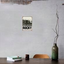 Vintage "ROCKY" Metal Tin Sign - Rustic Wall Decor With Iconic Rocky Balboa Statue Scene, 20.32x30.48 Cm, Perfect For Home, Bar, Office, Or Room Decor, Movie Room Decor| Vintage Wall Art| Durable Wall Sig - White - View 3