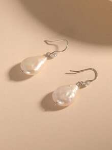 1 par de pendientes de perla natural de plata de ley 925, regalo de boda, compromiso y novia, regalo del Día de la Madre, San Valentín y cumpleaños para ella