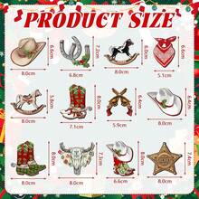 12pcs/24pcs/36pcs Western Christmas Decorations, Cowboy Themed Christmas Tree Ornaments Including Cowboy Hats, Boots, Sheriff Badges, Christmas Lights, And Wooden Horse & Cow Hanging Decorations For Decorating Christmas Trees, Home Wreaths, And Indoor Parties, Suitable For Home Decor, Themed Parties, Office Settings, Or Hanging On Plants - Multicolor - View 3