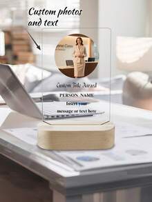 Customized Acrylic Trophy With Wooden Frame, Can Customize Photos And Text, 8 Styles, Designed Specifically For Thanking And Honoring Retired Employees, Transparent Sports Trophy, Appreciation Gift, Personalized Gift - Multicolor - View 13