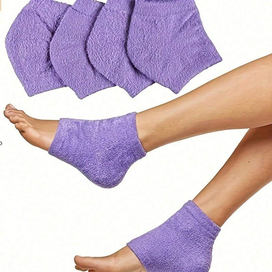 1 Pair Moisturizing Gel-Lined Heel Socks - Unisex Fuzzy Spa Toeless Socks For Comfortable Footwear | Fuzzy Texture Socks | Comfortable Footwear