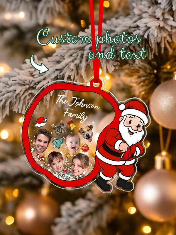 1pc Custom Christmas Ornaments With Photo, Personalized Christmas Tree Decorations, Custom Christmas Tree Decor, Family Christmas Ornament,Gift For Family,Christmas Gift,Family Ornament,Personalized Christmas Ornament,Christmas Gift ,Personalized Gifts
