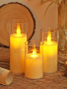 1pc Flickering Flameless LED Candle Light With Batteries, Dancing Flame Wick Electronic Candle, Ideal For Wedding, Dining Table, Birthday, Party,Festival Decoration,Christmas Indoor Table Decor Candle Light