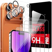 Screen Protector Compatible With IPhone 17 Pro Max[4+2 Pack] 4 Tempered Glass Screen Protectors + 2 Lens Protectors, Anti-Fingerprint, HD Tempered Glass, 9H Ultra-High Hardness, Drop And Scratch Resistance - Trong sáng - Xem 1