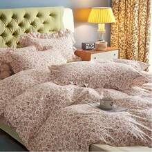 Vclife Vintage Floral Comforter Set Four Sizes, All Seasons Muslin Cotton Bedding Set, 3 Pieces Farmhouse Shabby Chic Jacquard Floral Comforter Set Perfect For Women And Men - 胖被套裝-幸福誓言-粉-1 - 查看 2
