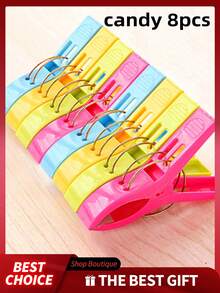 1/4/8/Pcs Large Colored Clothespins, Beach Towel Clips, Multifunctional Towels, Beach Chairs, Etc., Durable And Colorful (Yellow, Red, Blue,Green), Towel Clips,Plastic Hanger, Chair Clips, Towel Racks, Windproof And Colorful, Suitable For Bathroom Accessories Drying Quilts And Clothes, Pool Chairs, Sun Loungers, Outdoor Activities And Beach Travel