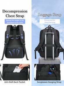 NEWHEY Laptop Backpack Waterproof Large Capacity 15.6 Inch Computers USB Port For Men Travel Backpack Outdoor Lightweight Work School Water Resistant Waterproof Backpack Laptop