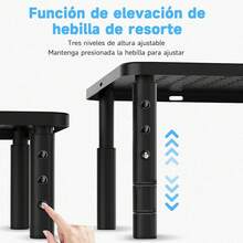 Soporte para Monitor y Laptop Ajustable para Escritorio, 3 Alturas, Metal Negro - Negro - Ver 3