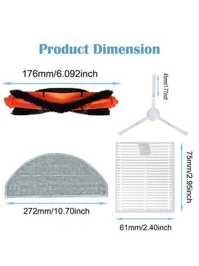 Replacement Parts Compatible Xiaomi Mijia E10/E12/B112/C103 Robot Stofzuiger Cleaner Accessories Main Side Brush Mop Cloth Filter view 3