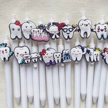 10支伸缩牙科主题圆珠笔，简约纯色牙齿形状笔，书写办公室护士笔，适合牙科护士、医务助理和学生礼物，款式随机