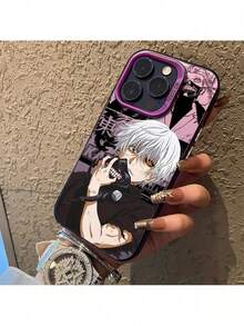 Custodia per telefono Anime Hot-Bloody cartoni animati Kaneki Ken per iPhone 16, 15, 14, 13, 12, 11 Pro Max, X, XR, XS Max, 8, 7 Plus - Retro opaco antiurto - Nero trasparente - Visualizzare 4
