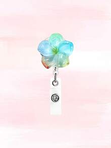 Exquisite, Fashionable And Casual Color Gradient Flower Card Holder Telescopic Buckle Clothing Decoration, Suitable For ID Cards, Access Control Cards, Student ID Cards, Work ID Cards, Card Holders, Transportation Cards, Offices, Schools, Hospitals, Nurses, Doctors, Medical Staff, Beaches, Islands, Vacations, Clothing, Bags And Accessories, Suitable For Giving Gifts To Friends, Colleagues, Sisters, Family, Festival Gifts, Birthday Gifts