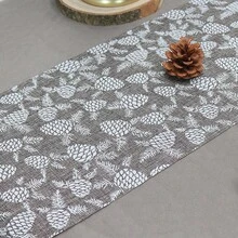 1 pieza Camino de mesa serie árbol de Navidad con copos de nieve y piñas de 270cm*28cm, decorativo rectangular de estilo lino simple para uso en comedor, fiesta y hogar en invierno - Gris - Ver 11