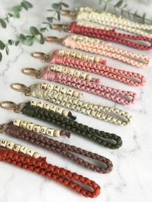 1pc Personalised Keychains Boho Bracelet Name Keychain, Will You Be My Bridesmaid Gift, Macrame Wristlet Name Keychain, Bridesmaid Box Gifts, Bridesmaid Proposal Items,Reusable,Ornamental,Stylish,Cute,Custom,Personalized,Customized,Unique,Customized Creative Ornament,Street Casual Chic,Toys & Games,Haunt Your Home,Fall Décor