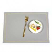 6pc Americano Set ORIGINAL LEATHER Material Waterproof And Stain-Proof For Dining Table - Cinza - 查看 1