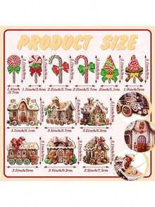 36pcs Christmas Gingerbread House Ornaments Suit Wooden Christmas Tree Ornaments Lollipop Flat Train Donut Cake Ornaments Mint Ornaments Christmas Tree Party Supplies Christmas Decorations Winter Room Decor