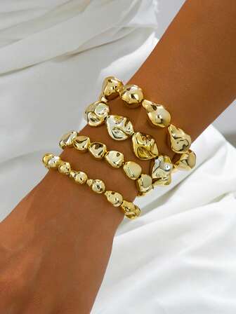 复古法式几何巴洛克风格多层串珠手链，经典串珠首饰配饰，适合女士出席正式场合及作为礼物