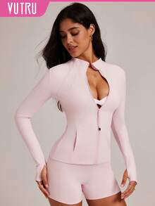 VUTRU Women's Long Sleeve Jacket With Pockets And Thumb Holes, Running Workout Activewear Top
